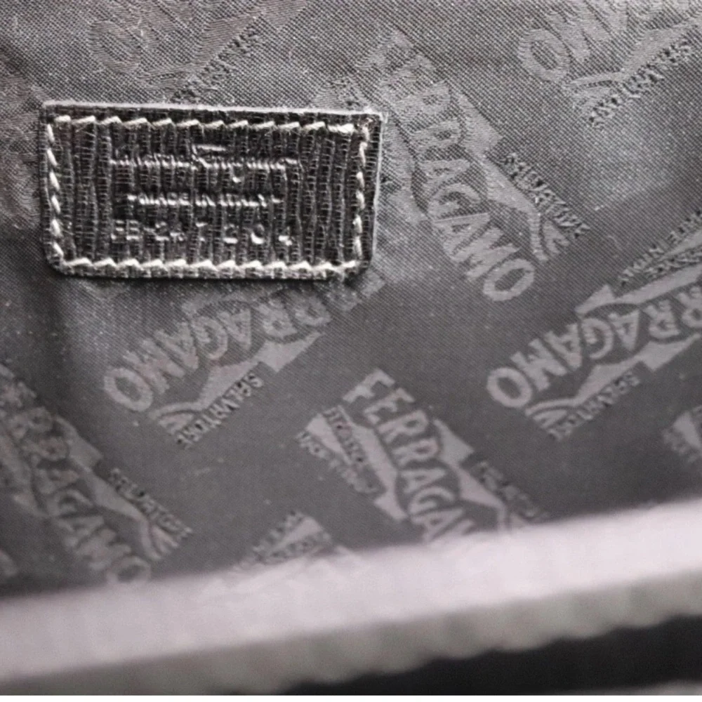 Salvatore Ferragamo black pebble calf Leather Briefcase
